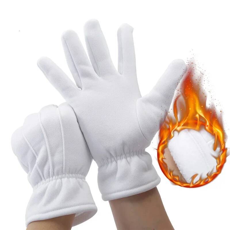 1pair blanc formel hiver chaud homme uniforme smoking honneur gard de la garde de costume de costume d'inspection des costumes butler gants ddmyt