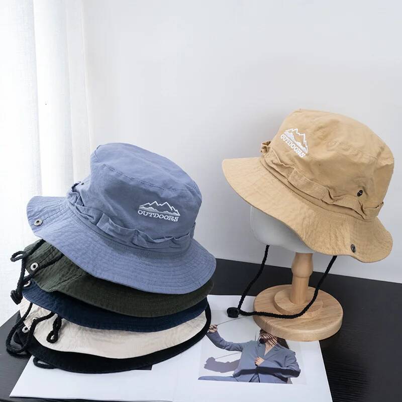 Men d'été chapeau seau en plein air Protection UV largeur ranning Panama Hunting Randonnée Caps pêcheurs Chapeaux de plage Cap