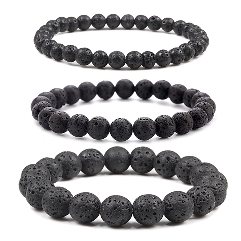 Bracelet à charme Perles en pierre naturelle 6810 mm Volcanic Lava Tiger Eye Elastic Bracelets For Men Women Jewelry Pulsera Hombre Y250918