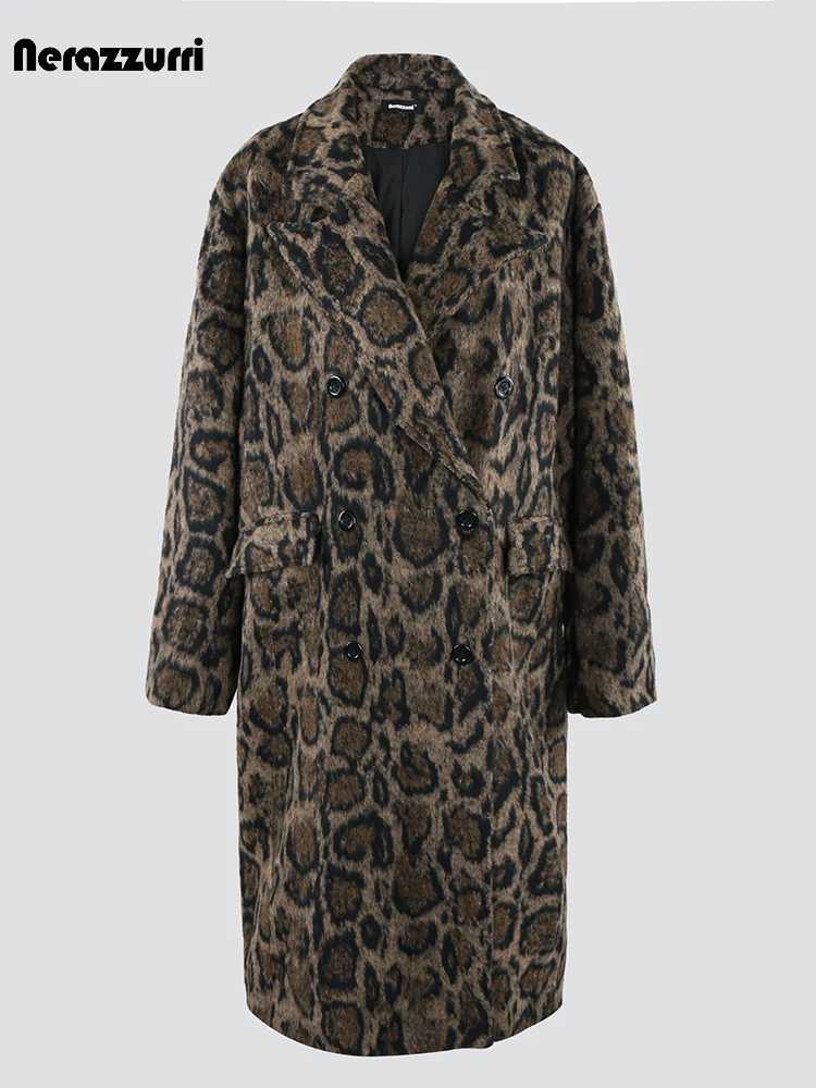 Nerazzurri automne hiver long lâche décontracté léopard imprimé en laine Men x250919