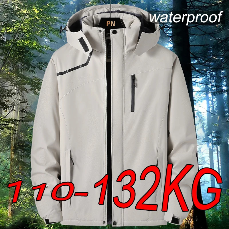 Men Waterproof Jackets 6XL 7XL Plus Size Outdoor Hiking Windbreaker Wearresistant Breathable Mountaineering Jacket 250919