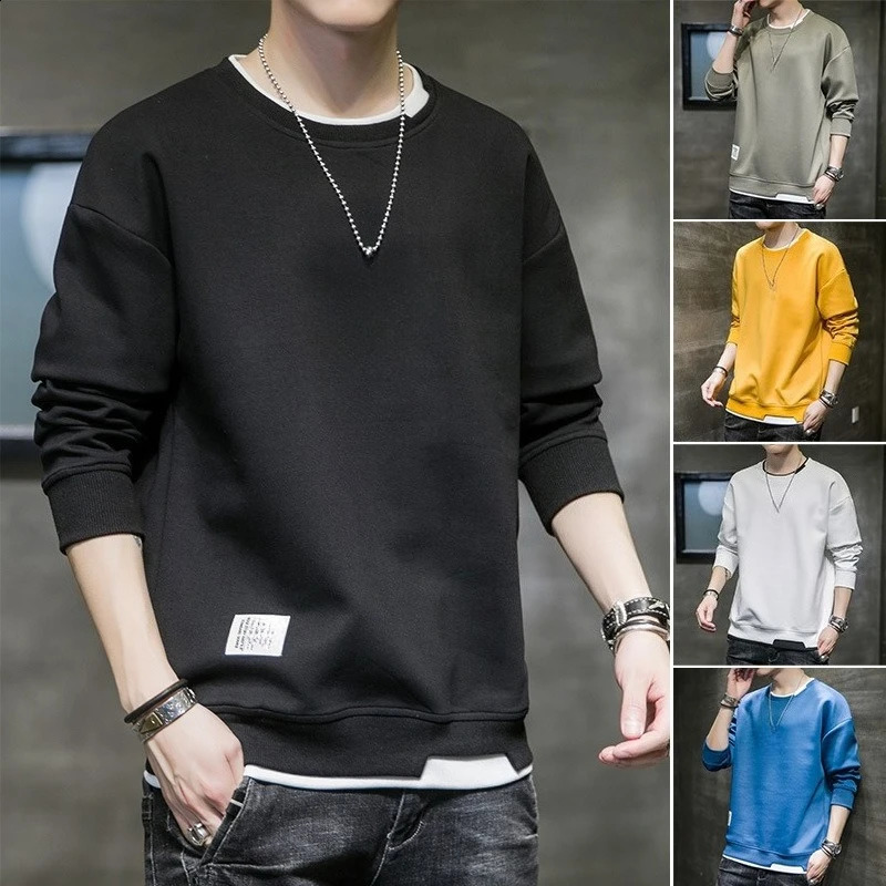 Spring and Autumn Casual Long Sleeved Mens T Shirts Harajuku Tops Streetwear Loose Comfortable TShirts Men Clothing 250919