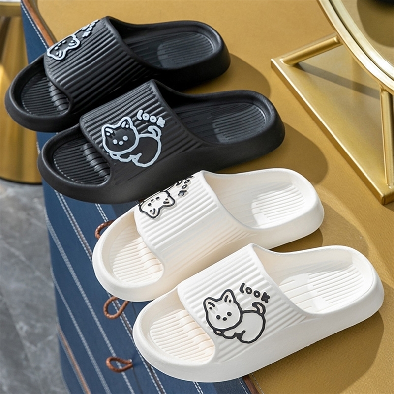 Summer Women Slippers Bath Thick Platform NonSlip Home Cute Cat Cartoon Flip Flops Beach Sandals Ladies Slides Indoor Outdoor 250918