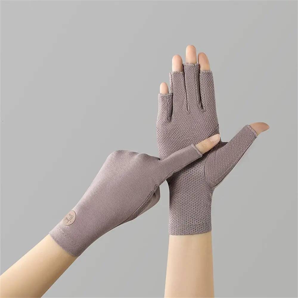 Fashion Cotton Sunscreen Elastic Thin Anti UV Mittens Solid Color Slip Resistant Sun Protection Gloves Summer Spring ddmythur