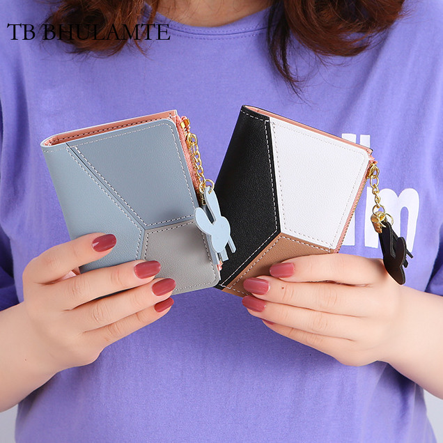 TB BHULAMTE Designer New Women's Multi-color Splicing Wallet Short Zipper Korean Version Handbag Tassel Simple Fashion Card Bag Coin Bag