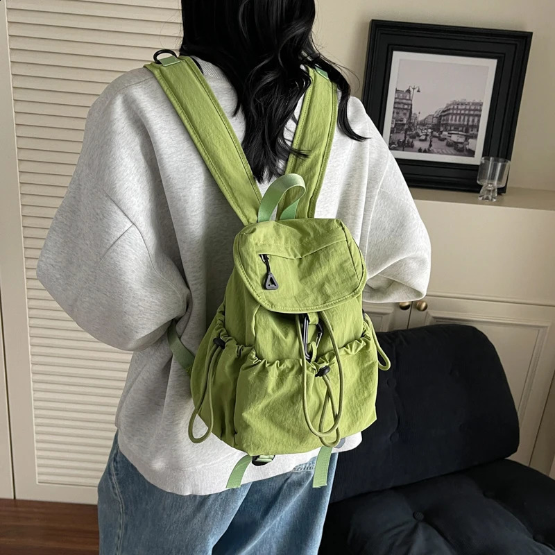 LEFTSIDE Womens Small Soft Cloth Backpacks 2025 in Fashion Summer Backpack Girls School Bag Cute Green Back Pack 250919