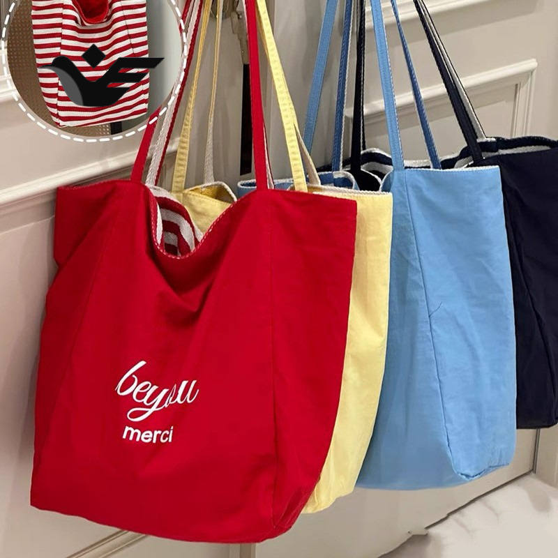 Feiyan Free Shipping New Designer Bag Striped Canvas Bag 2025 Korean Version Ins Tote Casual Bag Single Shoulder Large Capacity Tote Bag Shopping Ba