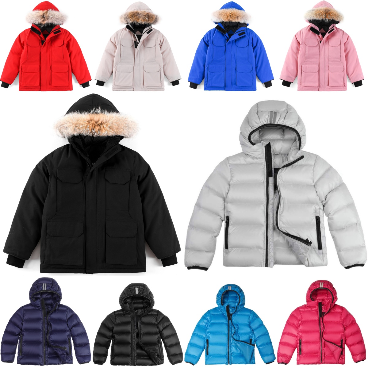 Kids Down Coats Designer Winter Clothes Boys Girls Warm Jackets Children Parkas Youth Baby Clothing Black Red Blue White Pink Grey Silver Orange-image-801800162