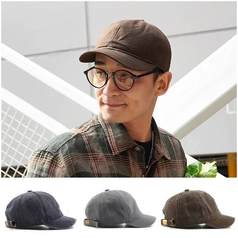 Retro Short Brim Baseball Caps for Man Women Solid Color Adjustable Outdoor Sun Visor Cotton Streetwear Hip Hop Hats ddmythur