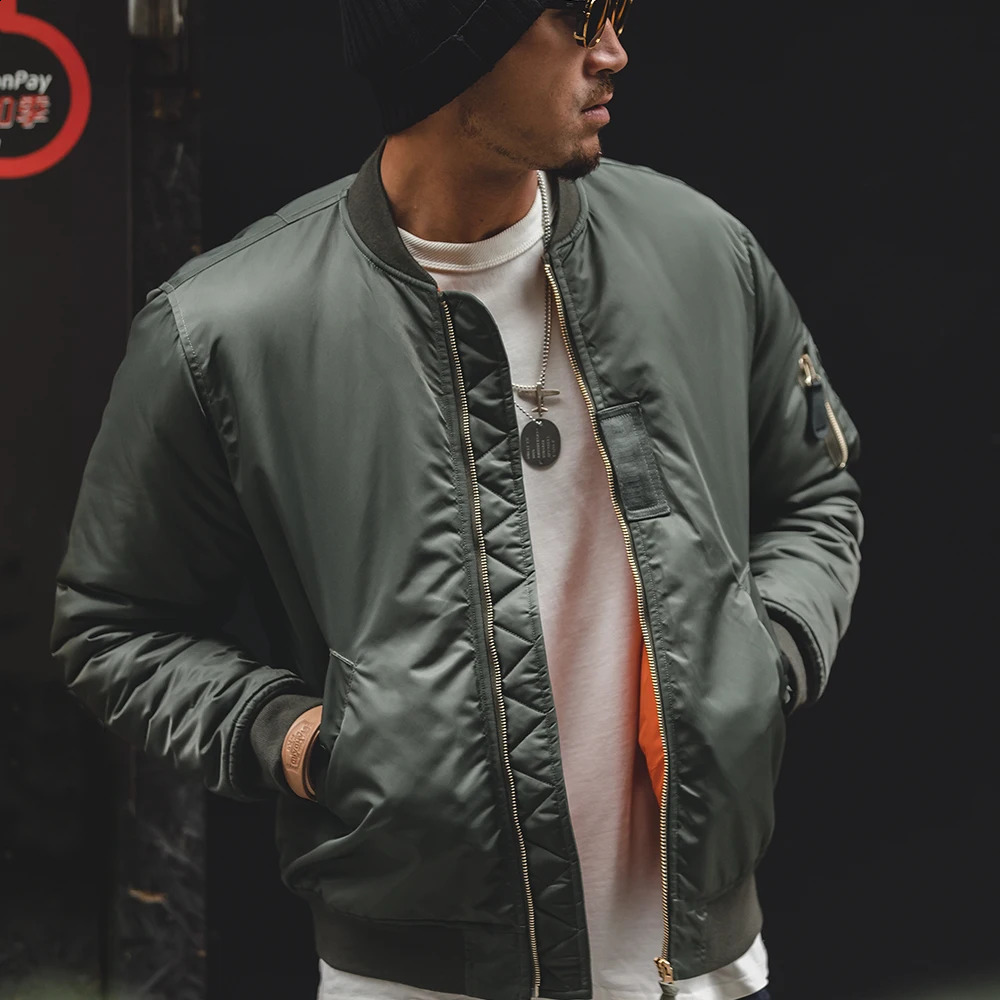 Maden MA1 Pilot Cotton Jacket Thickened Baseball Jacket Warm Padding Flight Coat Winter Mens Clothing Green 250919
