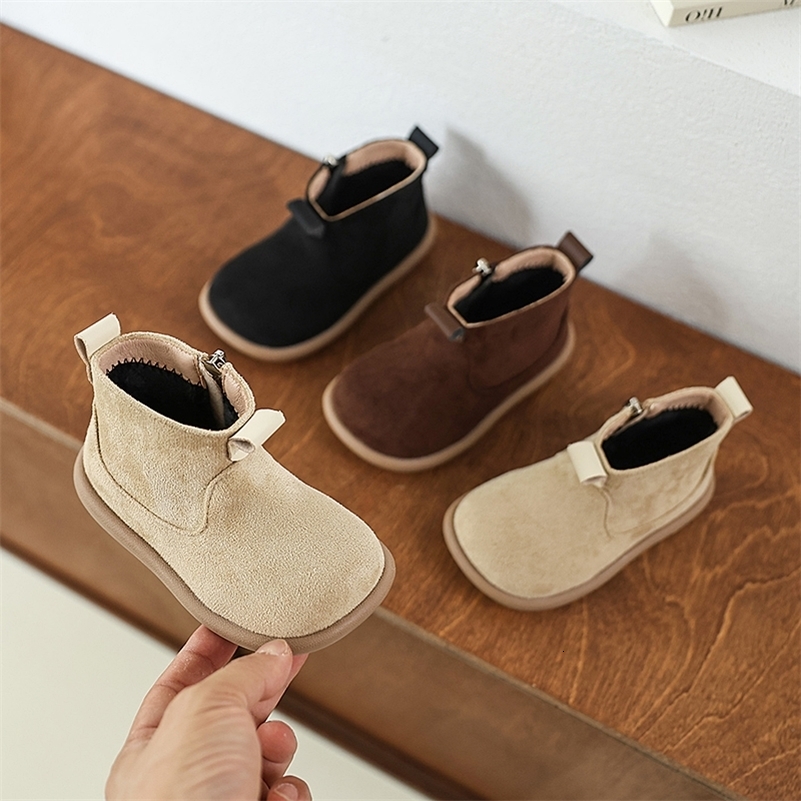 Automne Hiver Enfants Chaussures décontractées pour bébés garçons Bottes Bottes Oxford Suede en peluche Chaussures pour nourrissons antislipt ext