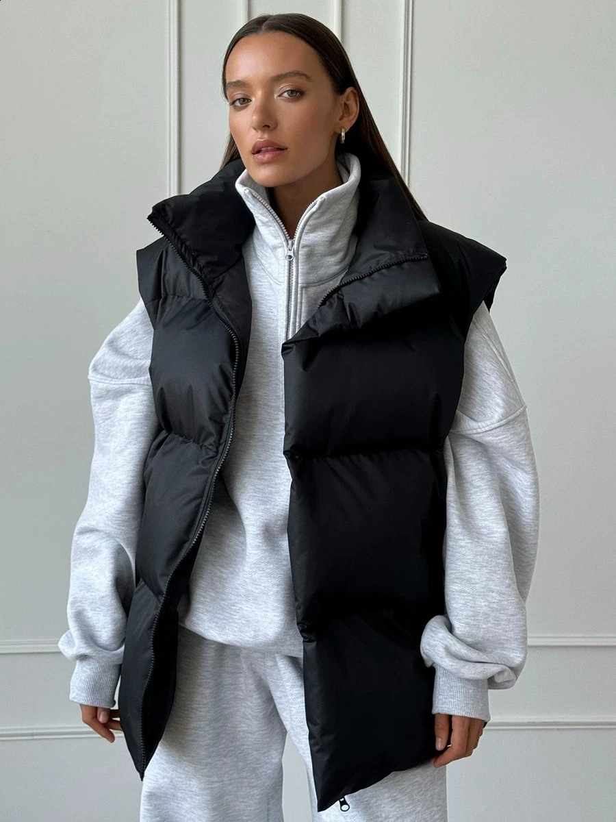 Veste de gilet en coton d'hiver d'automne 2025 Veste de coton décontractée Veste de coton Femmes Veste de gilet sans manches longues 250911