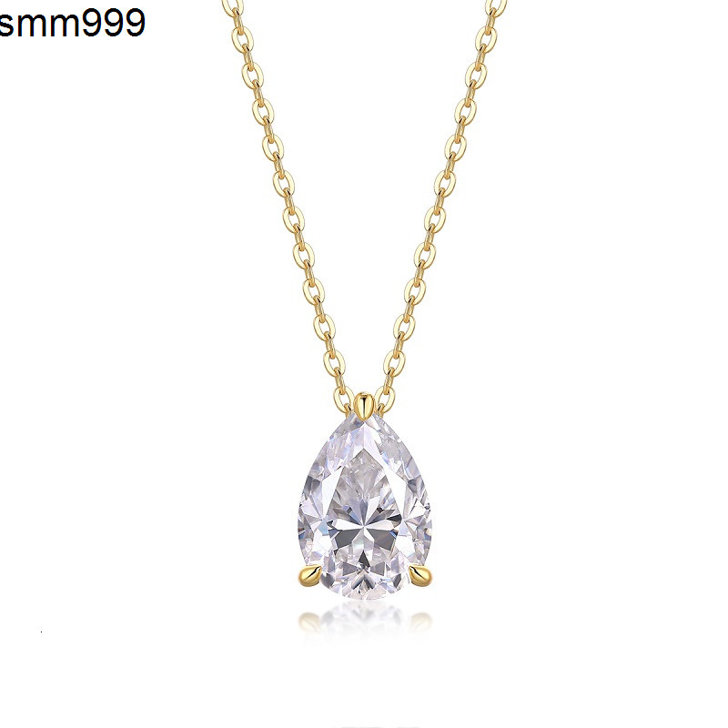 Pear Shape Real Moissanite Chain Pendant 925 Sterling Silver VVS 913mm GRA Certified Fine Moissanite Jewelry Pendant Necklace