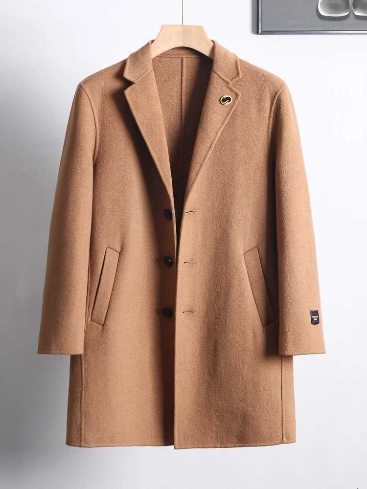 Briti Sle Mens Wool Blend Double Face Coat Autumn Winter Middle Length Trench Coat Faionable Busin Casual Coat X250919