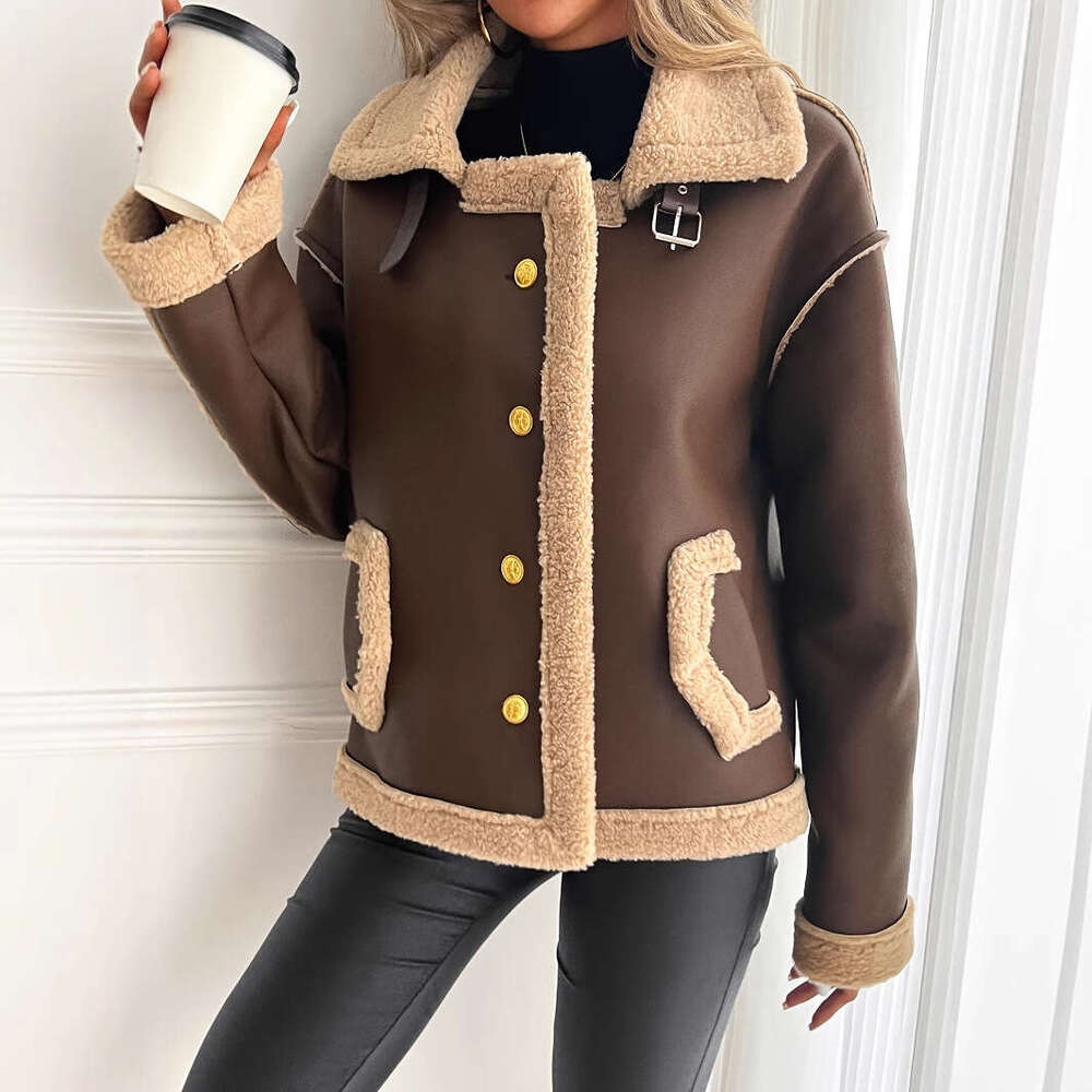 Autumn Winter New Sheepskin Thick Coat Lamb Wool Motorcycle Jacket Warm Women's Clothing