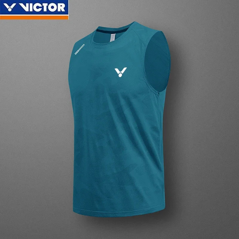 VICTOR Quickdrying Breathable Sports Casual Sleeveless Vest Mens Running Fitness Badminton table tennis Simple Printing Vest250919