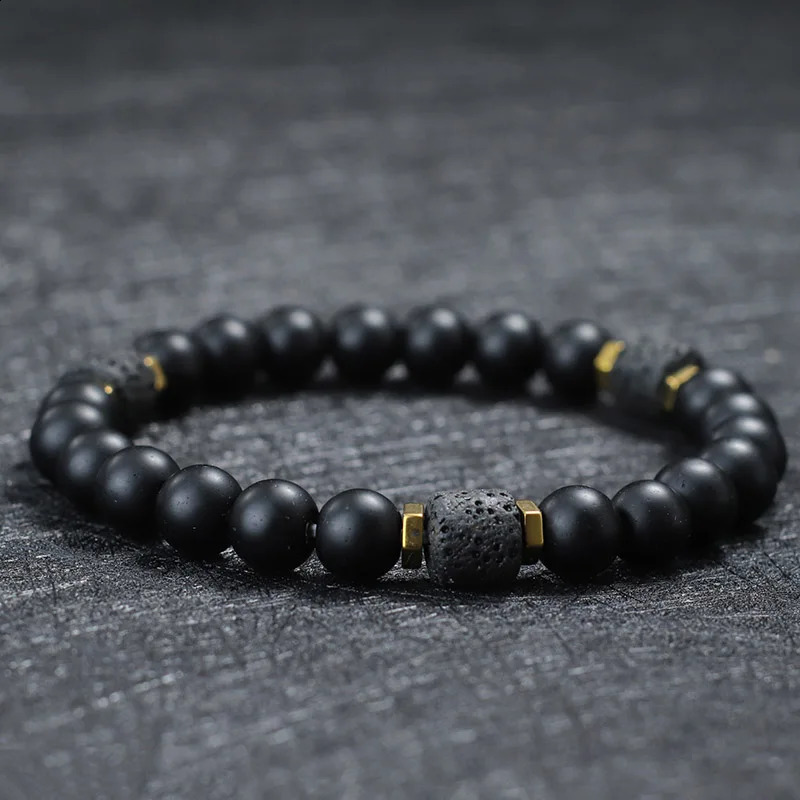 Unique Natural Stone Bracelet Men 8mm Obsidian Tiger Eyes Beaded Braclet Homme Hand Accessories Black Strand Brazalete Pulseira 250918