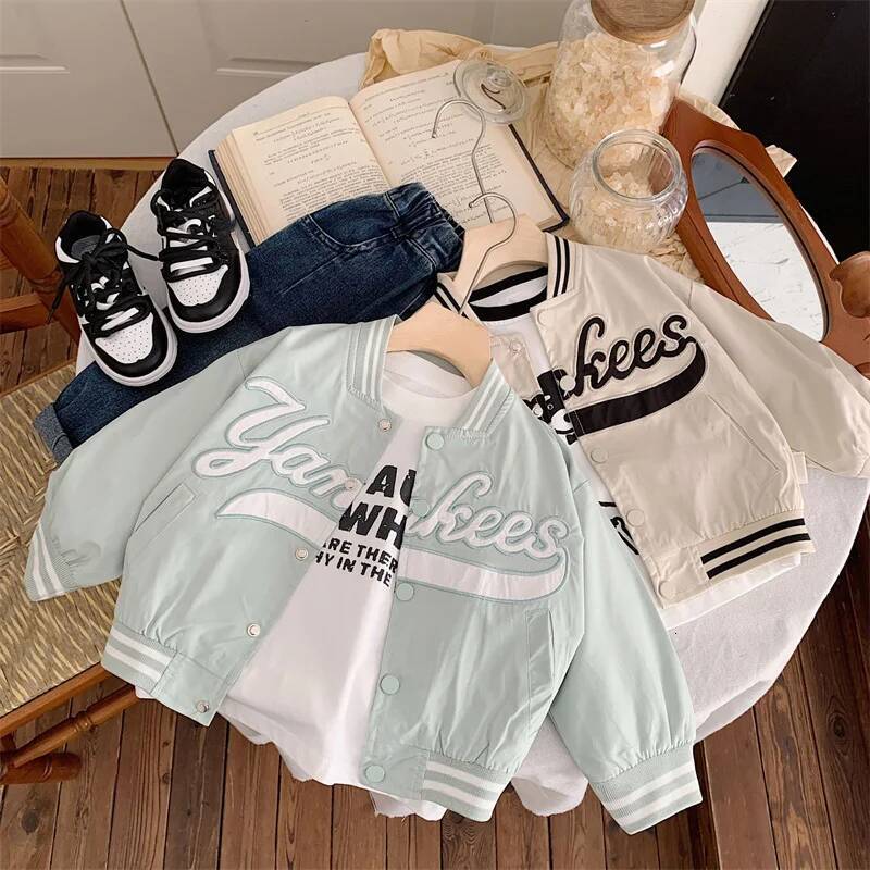 Children's Jackets 2025 Spring Boys Girls Baseball Coats New Kids Embroidered Letters Cardigan Autumn Fashion Outerwear Clothing ddmyshoesvip