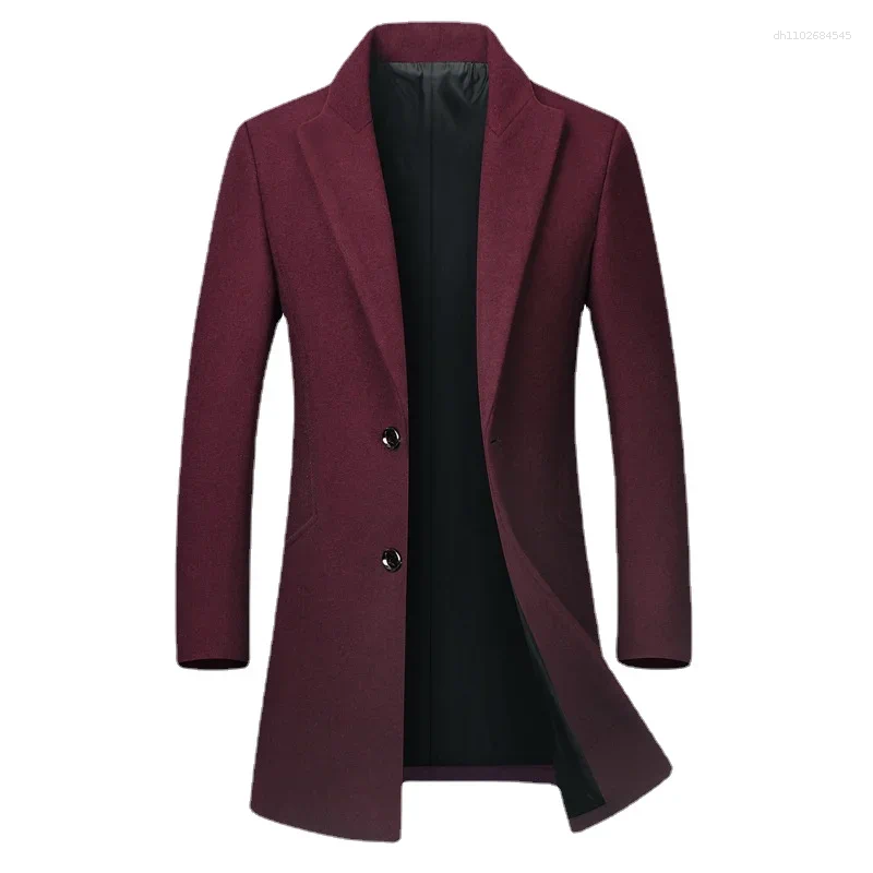 Men's Wool Winter Men Cashmere Trench Coats Blends Overcoats Business Casual Long Jackets Male Slim Size 4XL