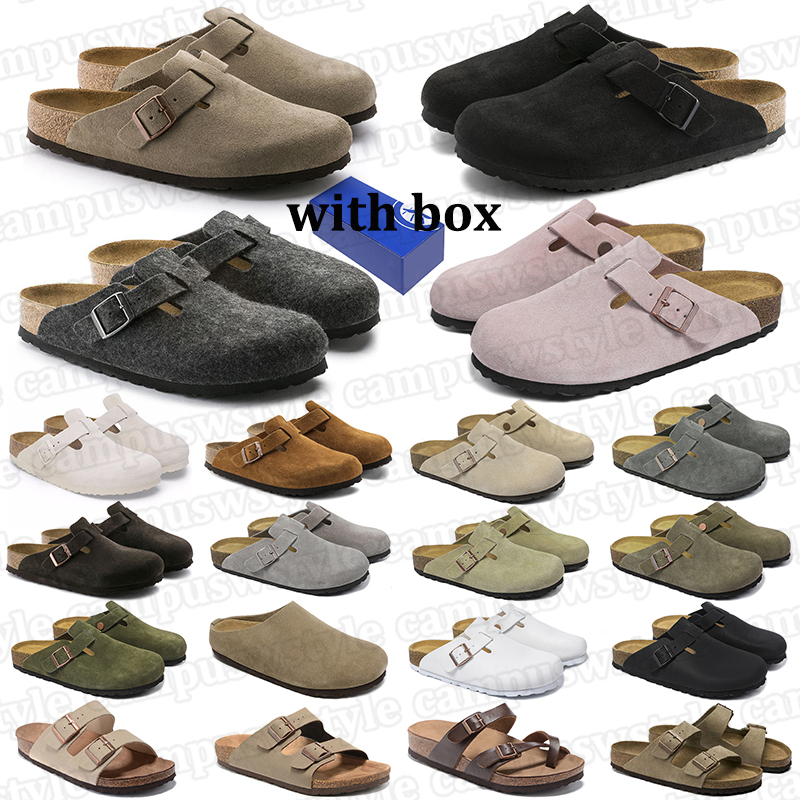 Avec des pantoufles de boîte pour les hommes Designer Designer Sandales Classic Suede en cuir Sliders Plat Buckle Flip Tongs polyvalents