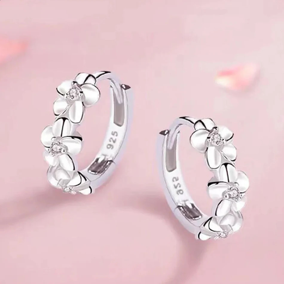 925 Sterling Silver Needle Earrings for Womens Wedding Fashion High Quality Jewelry Crystal Zircon Flower Cute Stud 250918