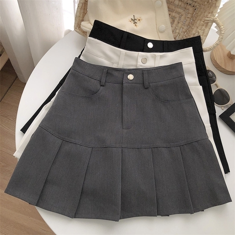 Y2K vintage haute taille pliped jupe femmes collège uniformes pantalons de sécurité mini jupes femme coréenne street slim jupe 250918
