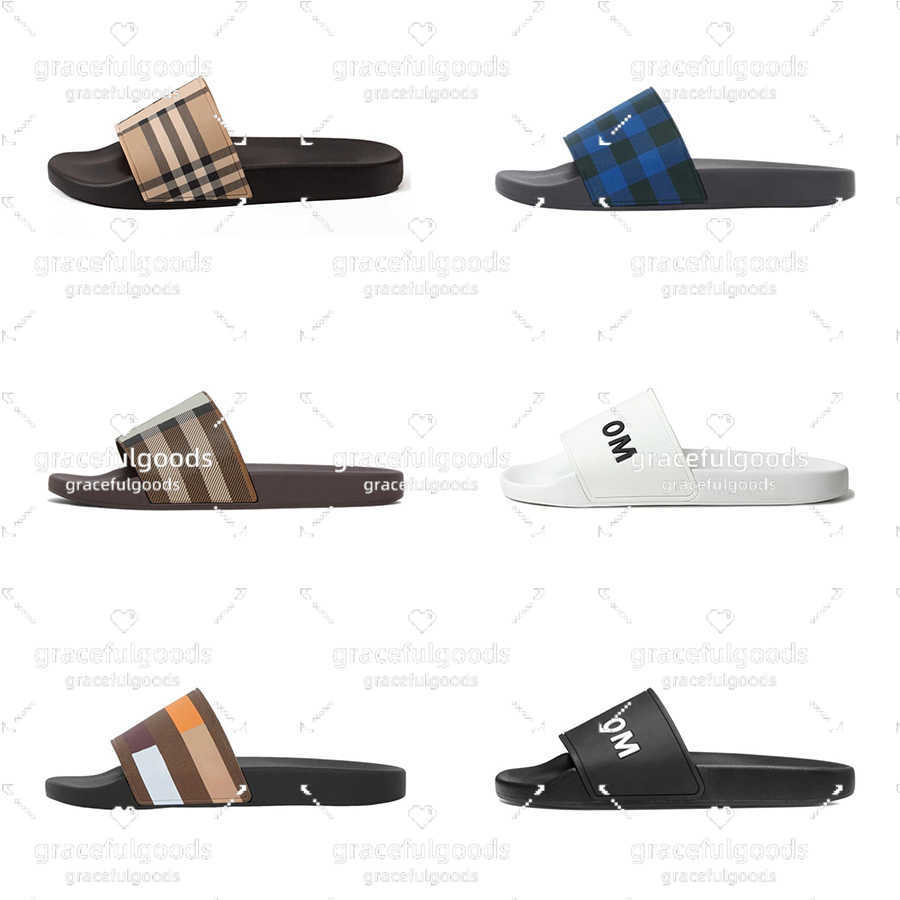 Livraison gratuite Impression vintage Tartan pantoufles sandales Chaussures décontractées Slide de diapositive Designer Cliders Summer Outdoors W