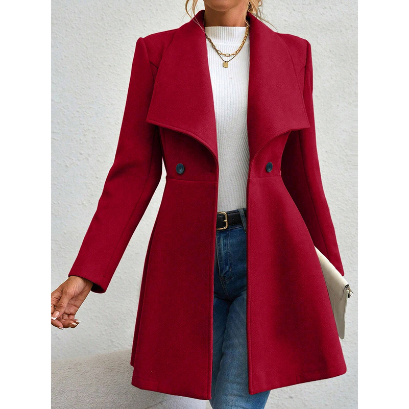 Mia Muse Womens Coats Winter Solid Color Long Sleeve Lapel ButtonUp Work Coats Year Red Valentines Day Gift Outerwears 250919