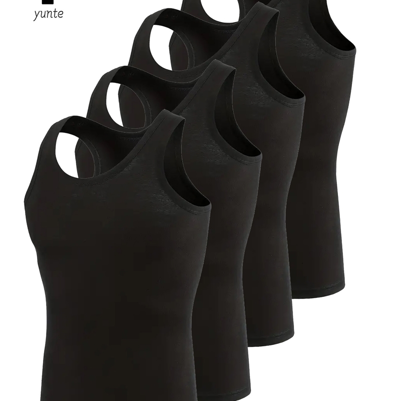 Mens Vest Black 4Piece Breathable QuickDrying Polyester Fiber Sports Vest Suitable for Gym Running and Training Casual Pure C250919