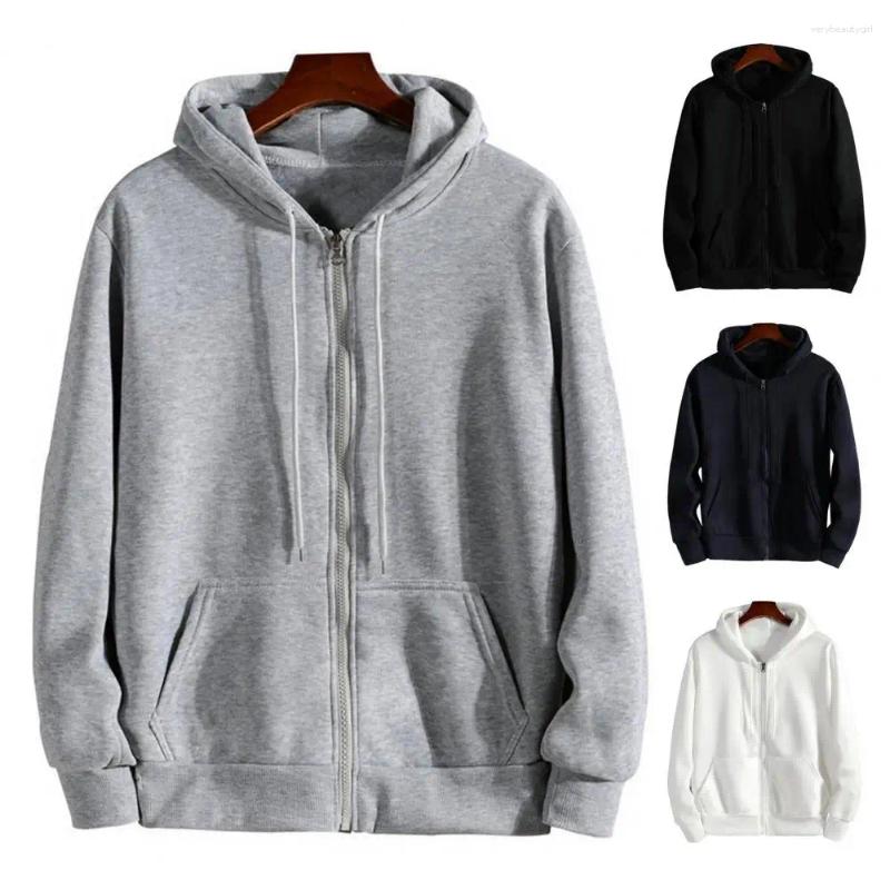 Sweats à capuche masculins en peluche doublure des hommes swishirts épaissis de couleur unie à sweat à sweat à sweat masculin 2025 Veste cardigan