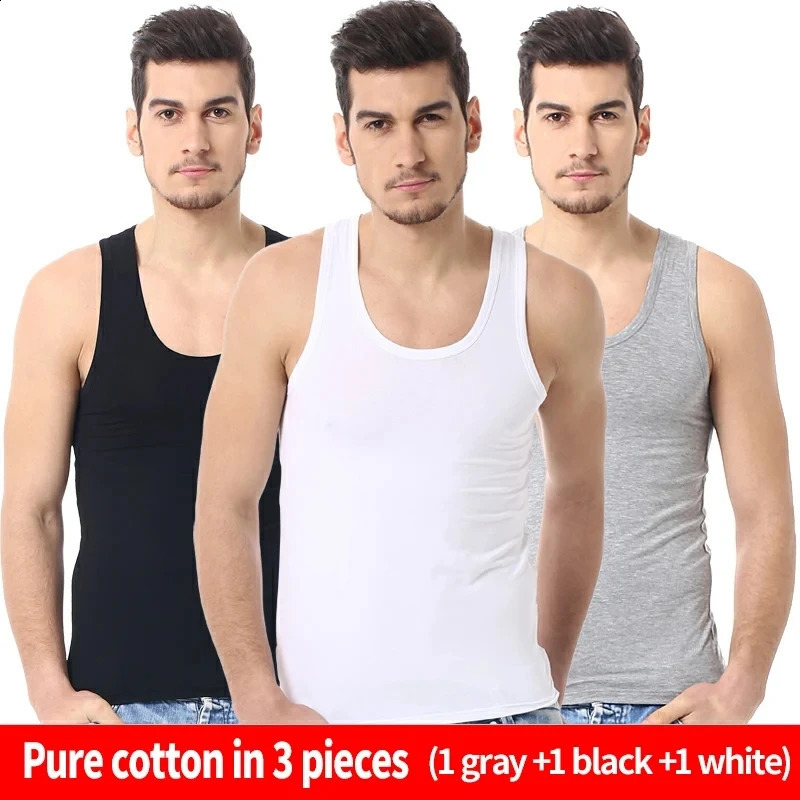3 pièces Cotton Thin Mens Viete serrée Young Boys Sports Viete décontractée Joker Gilet sans manches pour MiddleAgeaged et Elderly Men250919