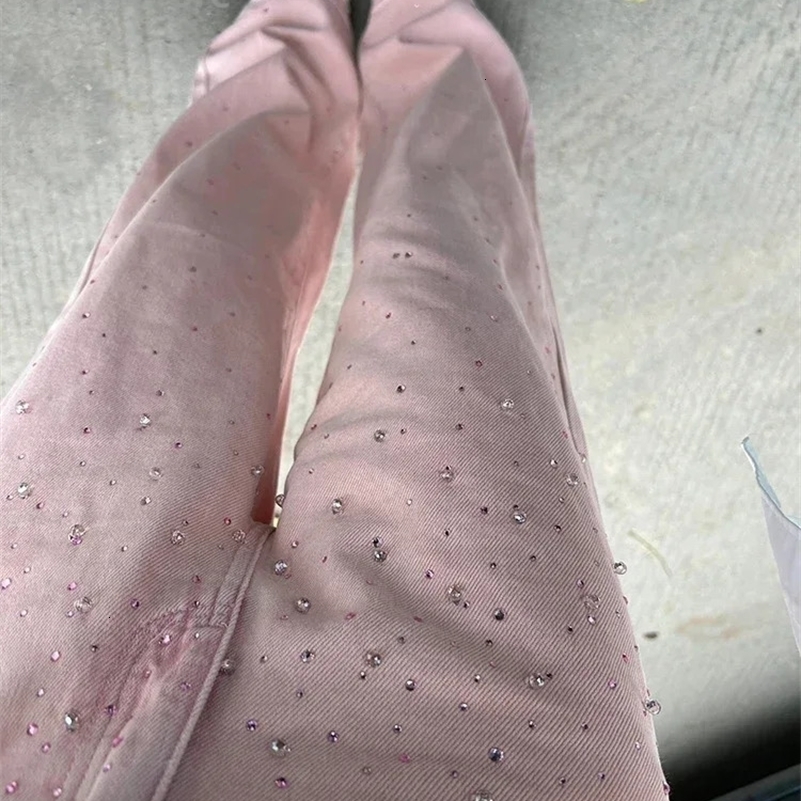 Spring Summer Allmatch Casual Harem Pants High Waist Stretch Slim Denim Pants Drilling Casual Anklelength Jeans 250918
