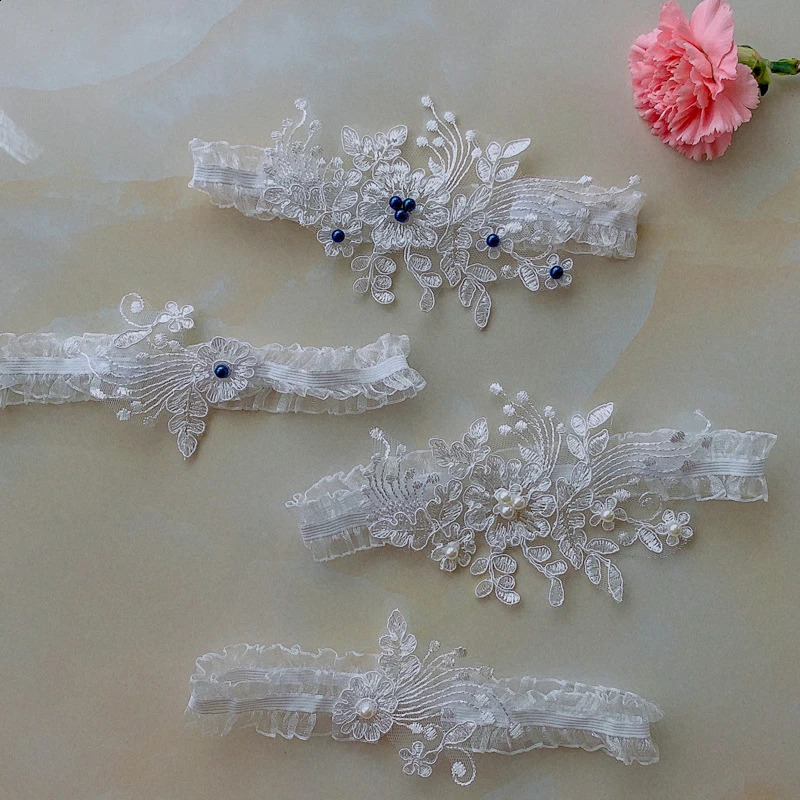 2Pcs Pearl Mesh Lace Leg Ring Wedding Garter White Sexy Garters Bridal Loop Pography Props Party Accessories 250919