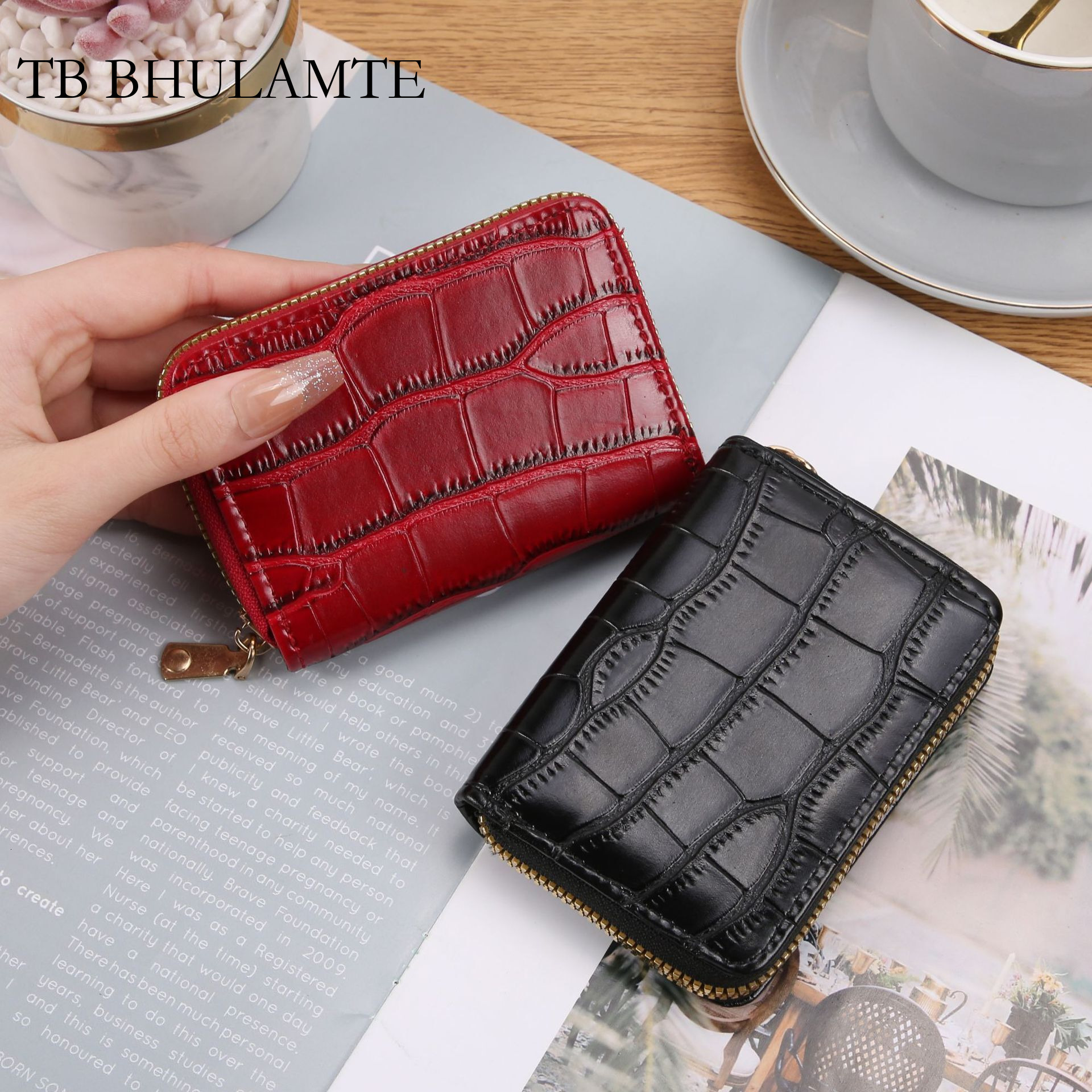 TB BHULAMTE Designer Luxury New Stone Pattern Card Bag Women's Mini Versatile Anti Demagnetization Multi Slot Driver's License Bank Card C