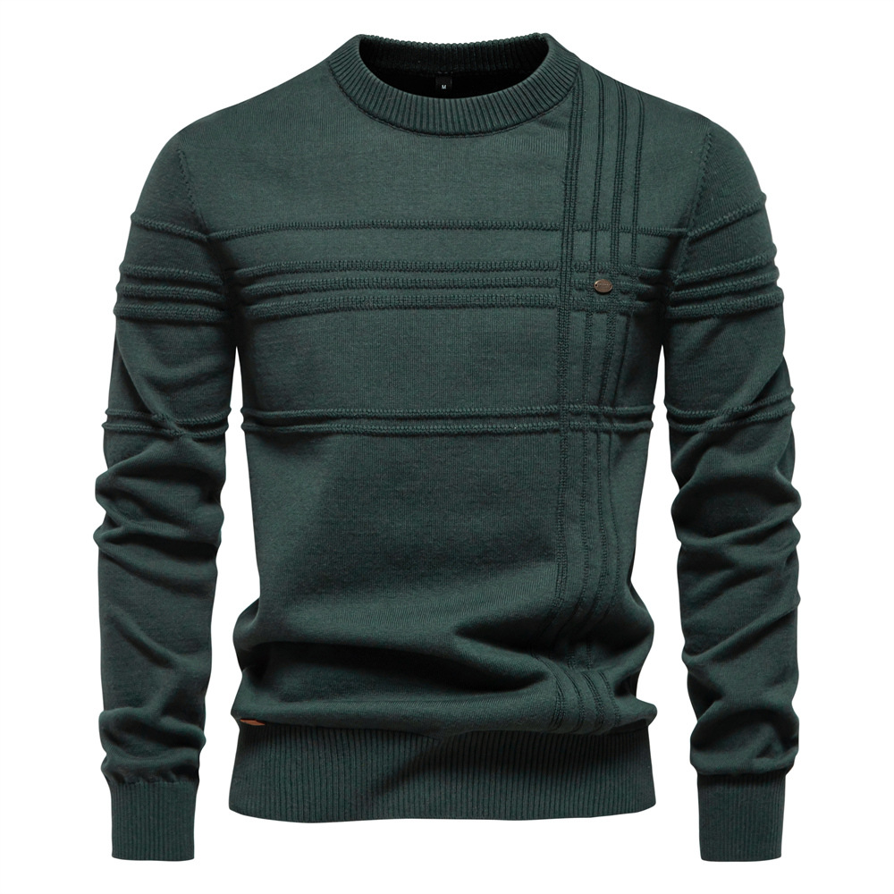 High Quality Autumn Winter Mens Round Neck Sweater Solid Color Simple Pullover Business Casual Long Sleeve Knitwear European Sizes: S - 2XL