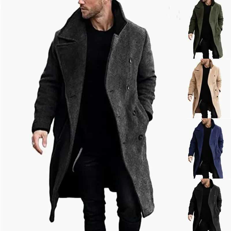 23 Autumn and Winter Woolen Mens Coat Long Multicolor Multicode Woolen Windbreaker European Coat Doublebreasted X250919