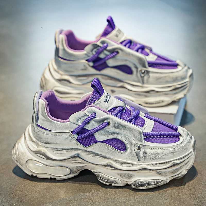 Designer Purple Mens Vintage Sneakers Casual Breathable Running Sports Shoes Men Platform Trainers Street Chunky Sneakers Male W250920
