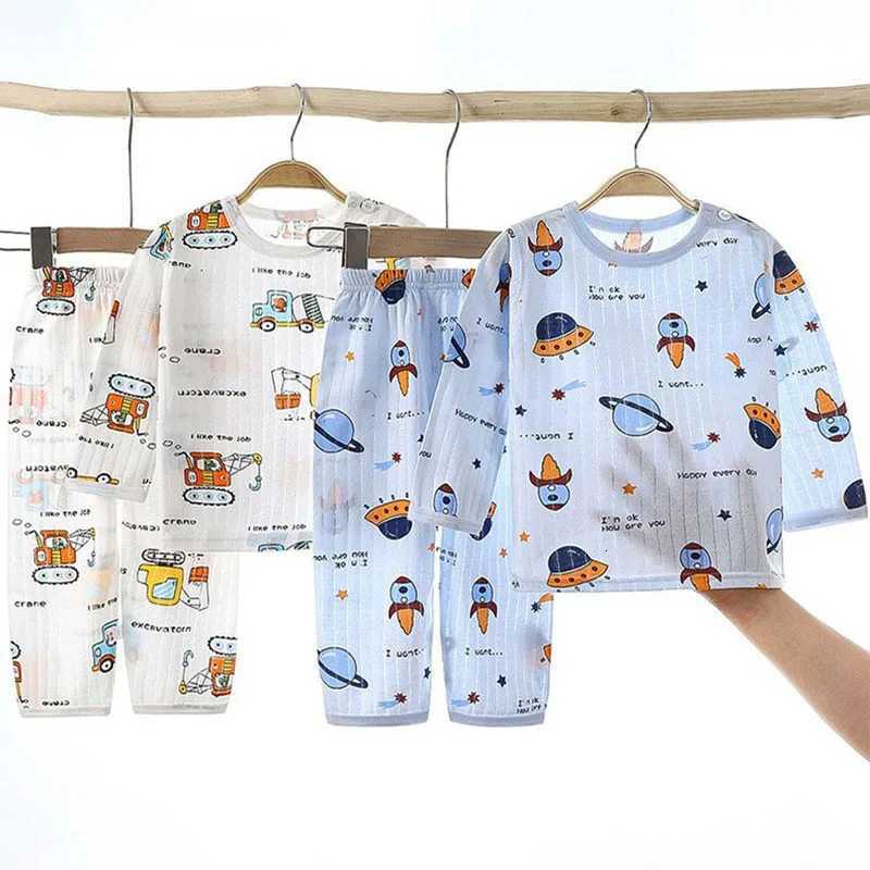 Toppants 2 pièces Set respirant en coton doux pyjamas enfants garçons filles bébé dessin de dessin à manches longues à la maison ensemble 16 ans