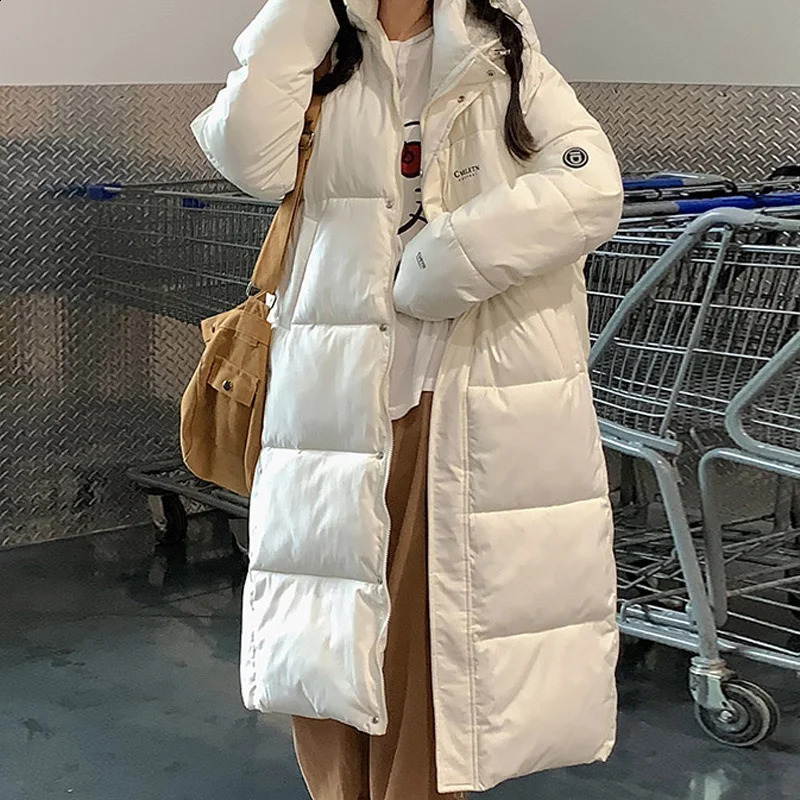 ITOOLIN Women oversize Loose Coat Zipper Pockets Down Coat Turtleneck Thicken Long Coat Casual Parkas Women Autumn Winter 250917
