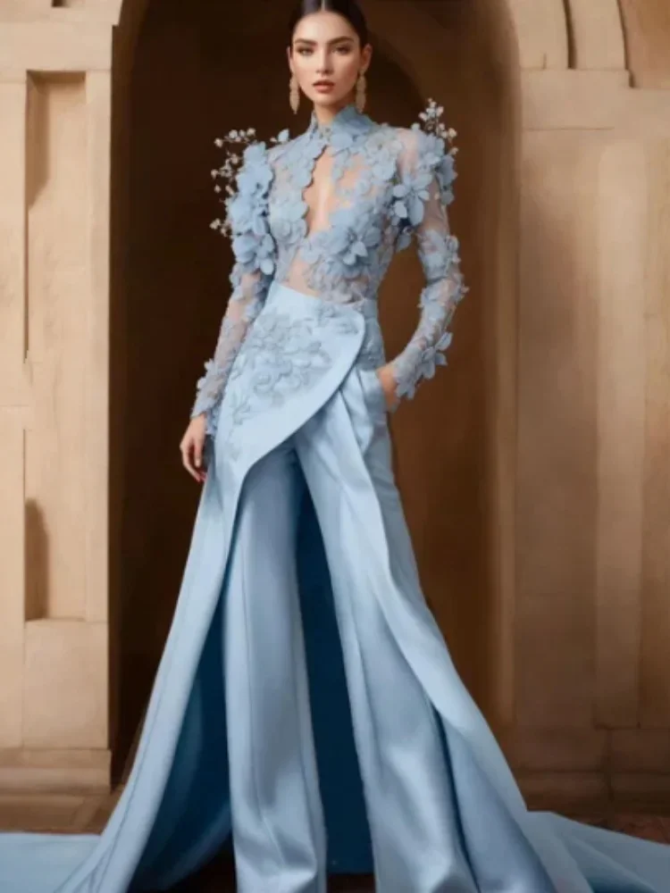 Luxury Sexy Mermaid Evening Dress with Retro V-neck Satin Silk Face Formal Occasion Ladies Dress Customized