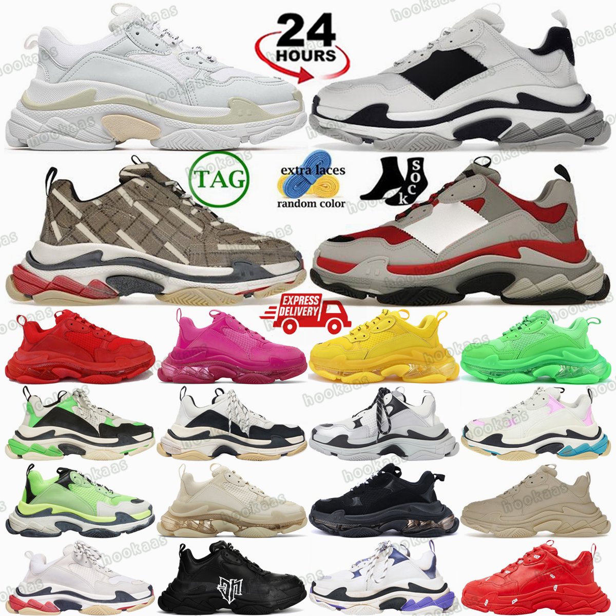 baskets de créateurs Triple S Lilas Blanc Bleu Triple Noir Blanc Graffiti Beige Off Blanc Fluo Jaune Rouge Gris Noir hommes femmes sneaker