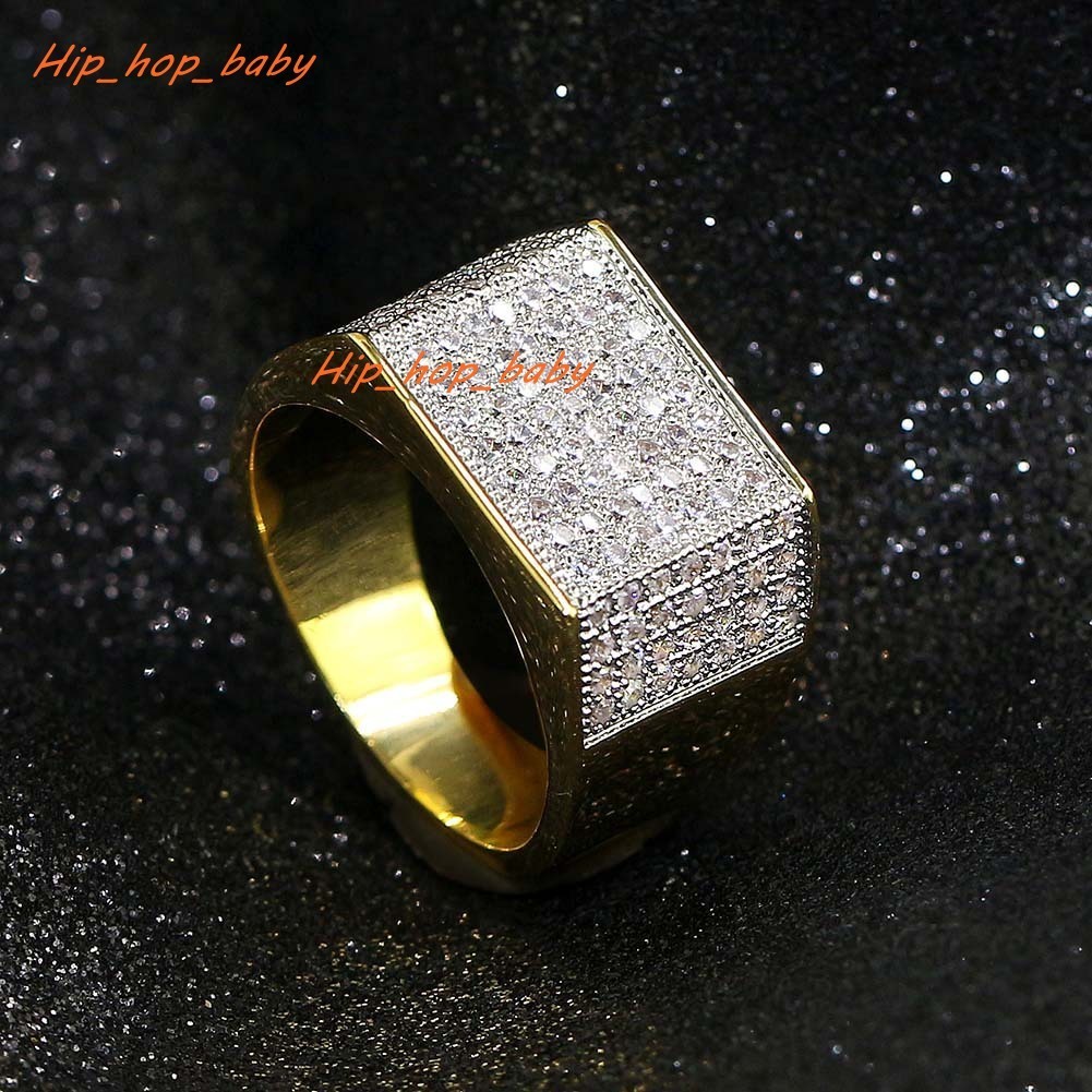 Fashion Design Hip Hop Bling Rings All Iced Out Real Micro Pave CZ Stones Cool Men and Womens Couple Hip Hop Ring Gifts
