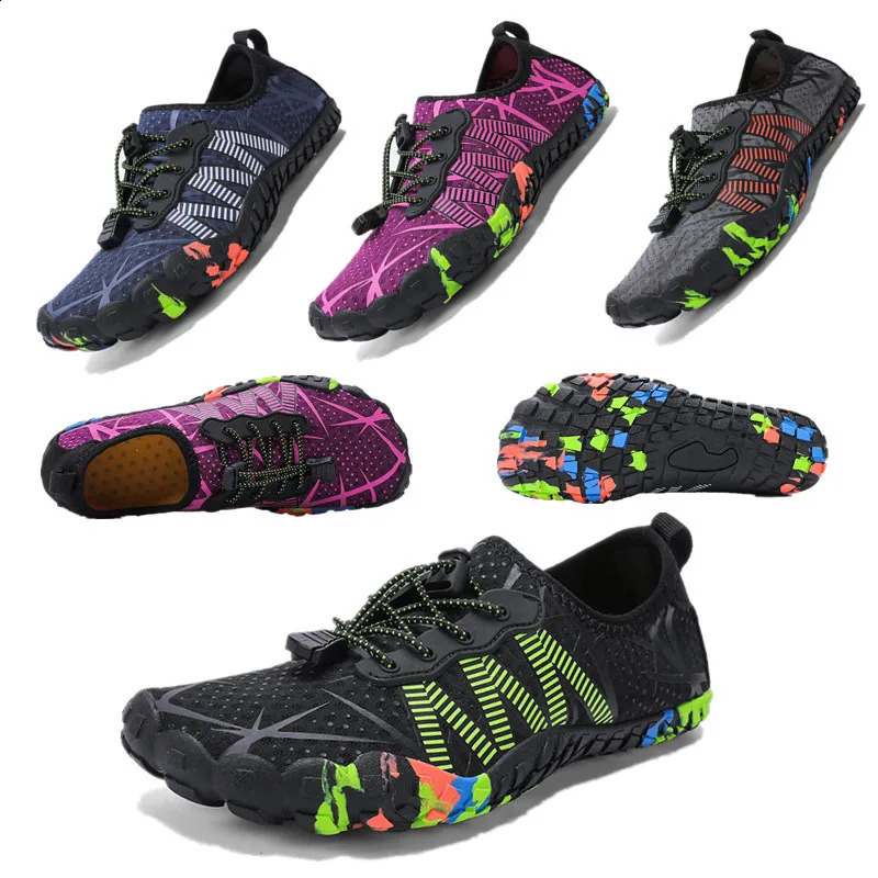 Mens and Womens Outdoor Wading Shoes Quickdrying Breathable Fivefinger Beach Shoes Diving Swimming Shoes Hiking Shoes 250920