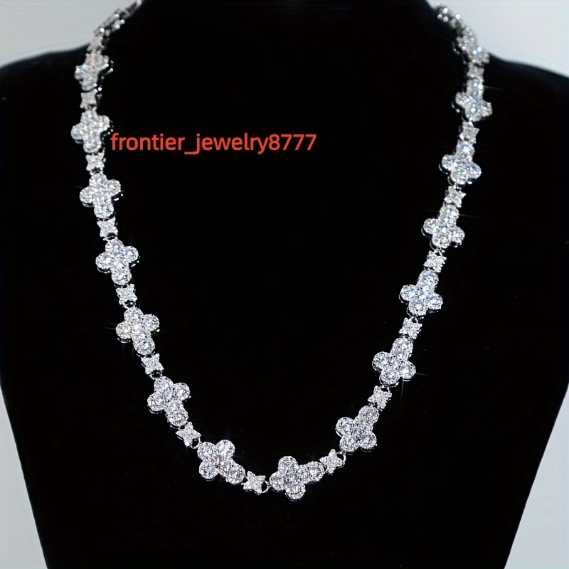 Dropshipping Luxurious Fine Jewelry Cross Sparkling Moissanite Diamond Necklace Mens 10mm Diamond Iced Out Cross Star Link Tennis Chain