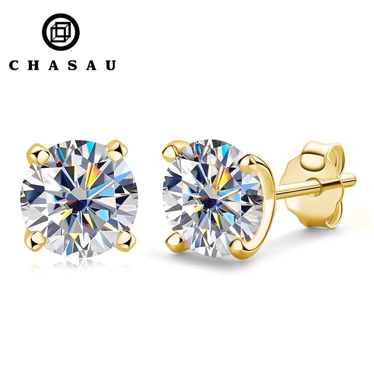 Simple Classic Lab Diamond Earrings 4 Claw 925 Sterling Silver Hypoallergenic 65mm 1 Carat Moissanite Stud Earrings