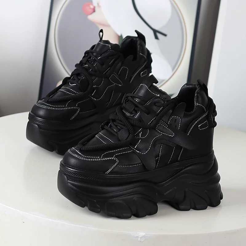 10CM 12CM Cow Genuine Leather Vulcanize Comfy Spring Autumn Ankle Booties Women Chunky Sneaker Loafer High Brand Platform Shoes W250920