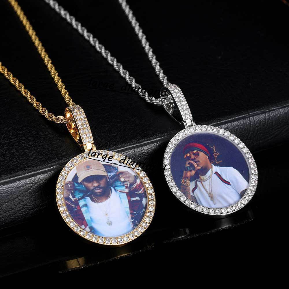 Custom Hip Hop Memory Medallion Jewelry 925 Silver with VVS Moissanite Ice Out Circle Picture Photo Pendant