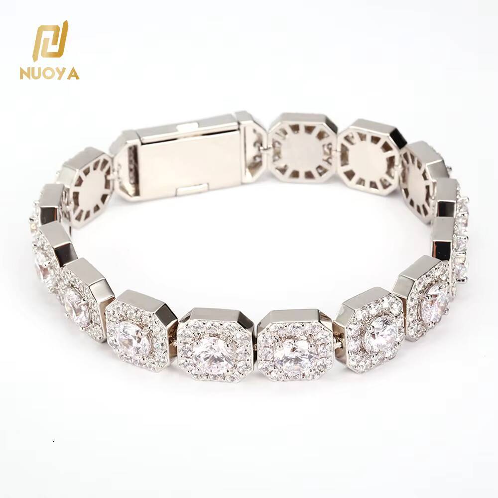Nuoya 10 mm bracelet en grappe de tennis en grappe bracelet glacé baguette cubic zircon hip hop bijoux