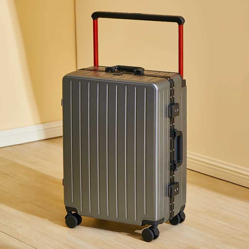 UltraLarge Capacity Side Opening Suitcase Mute Expandable 20inch PC Carryon Rolling Luggage Boarding Cabin Flip Trolley Case W250920-image-1076020072