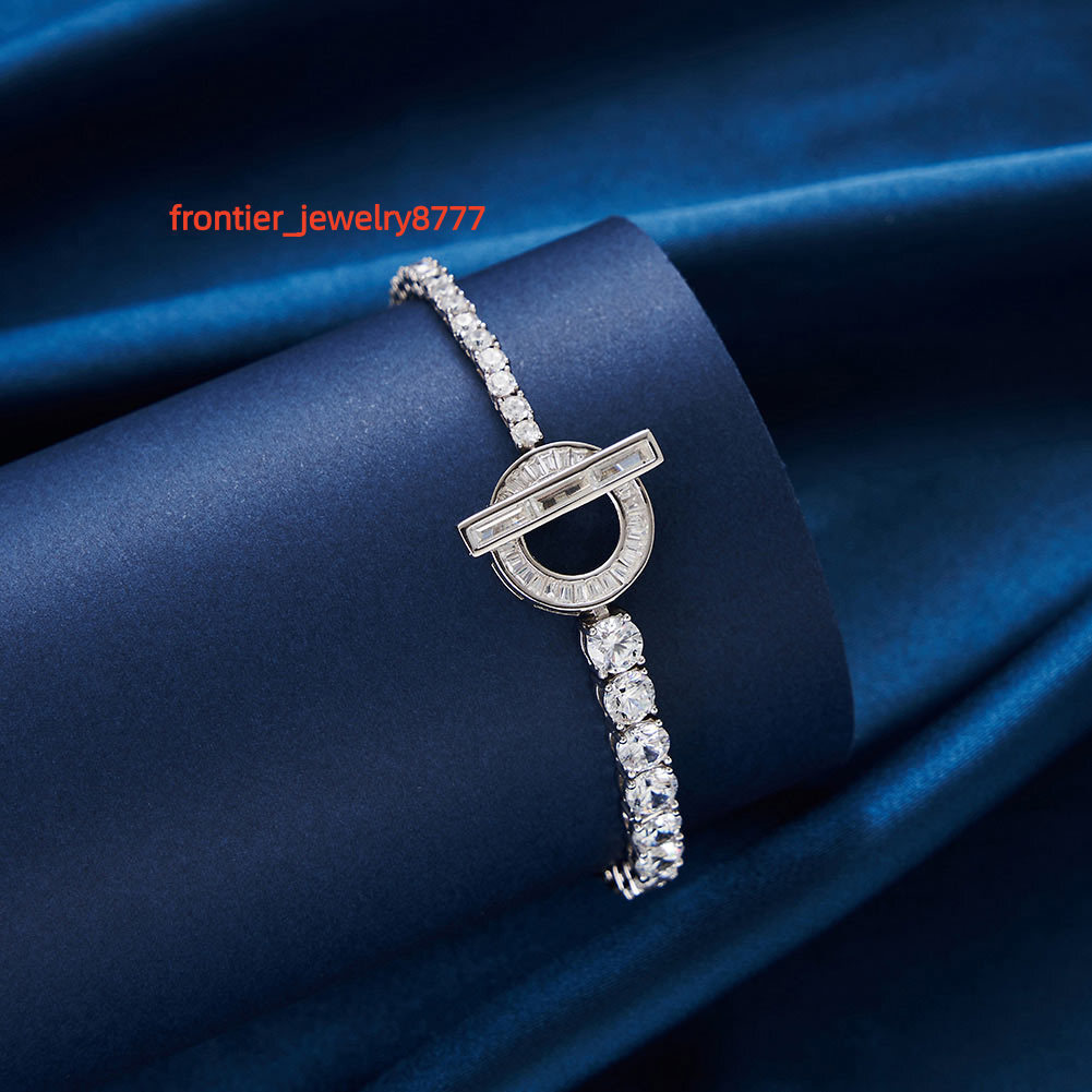 RINNTIN LZB06 Wholesale Price 925 Sterling Silver 8A Cubic Moissanite Bangle Moissanite Tennis Bracelets